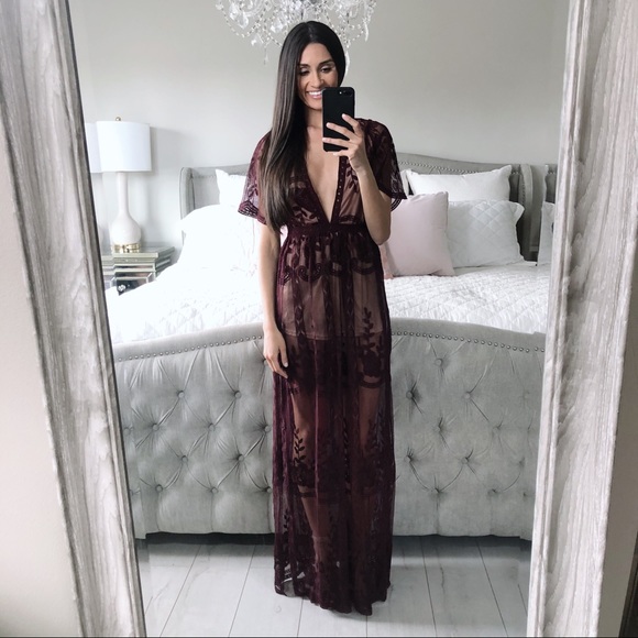 FINAL 2!!! Burgundy Lace Maxi Romper - Picture 8 of 16